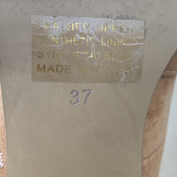 Anthropologie Silent D Embroidered Heeled Loafers Boho Suede Leather Tan Size 37 - Picture 9 of 11